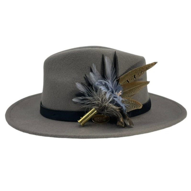 Grey & Natural Feather Hat Pin (CFP567)