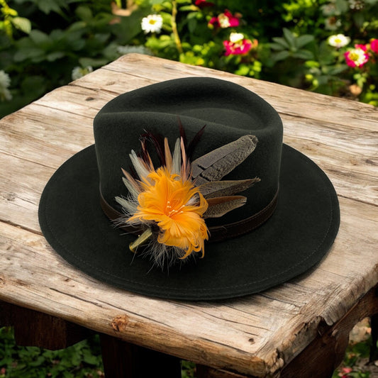 Orange & Natural Feather Hat Pin (CFP539)