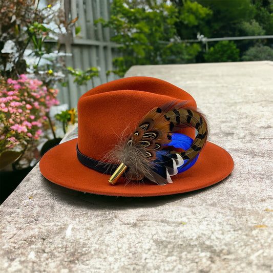 Royal Blue & Natural Feather Hat Pin (CFP276)