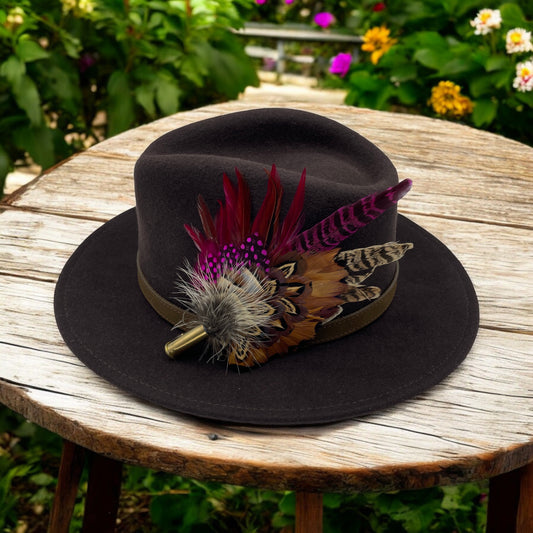 Purple & Natural Feather Hat Pin (CFP554)