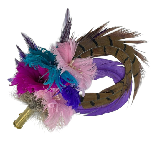 Pink, Green, Purple & Natural Feather Hat Pin (CFP509)