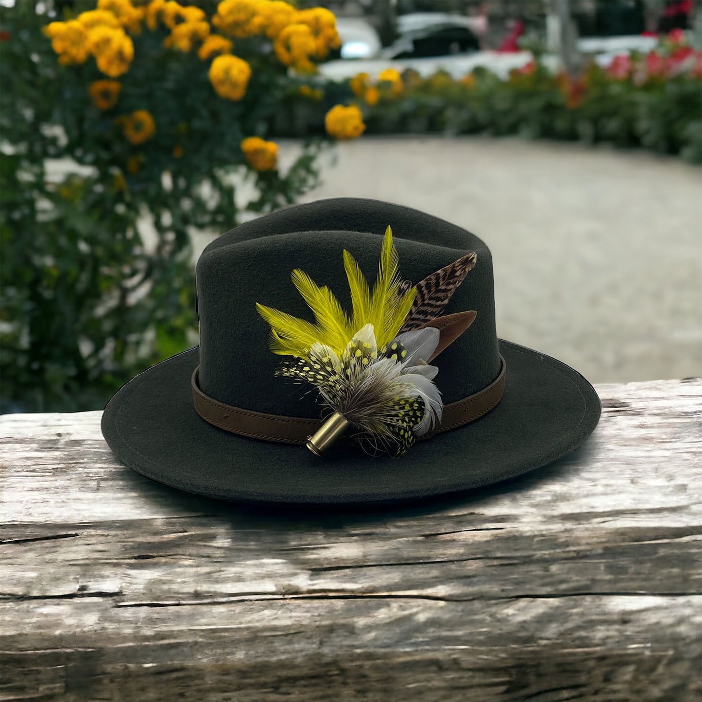 Yellow & Natural Feather Hat Pin (CFP233)