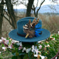 Bright Blue & Natural Feather Hat Pin (CFP275)