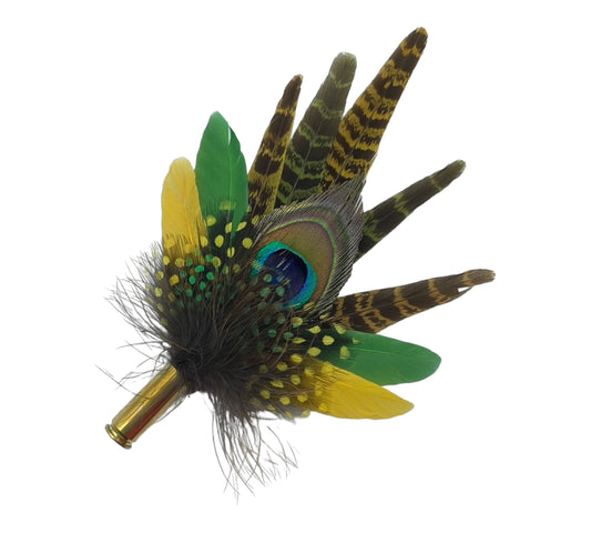 Peacock, Yellow & Green Feather hat Pin (CFP494)