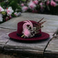 Pink, Ruby & Natural Feather Hat Pin (CFP142)