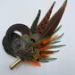 Peacock, Rust, Green & Natural Feather Hat Pin (CFP373)