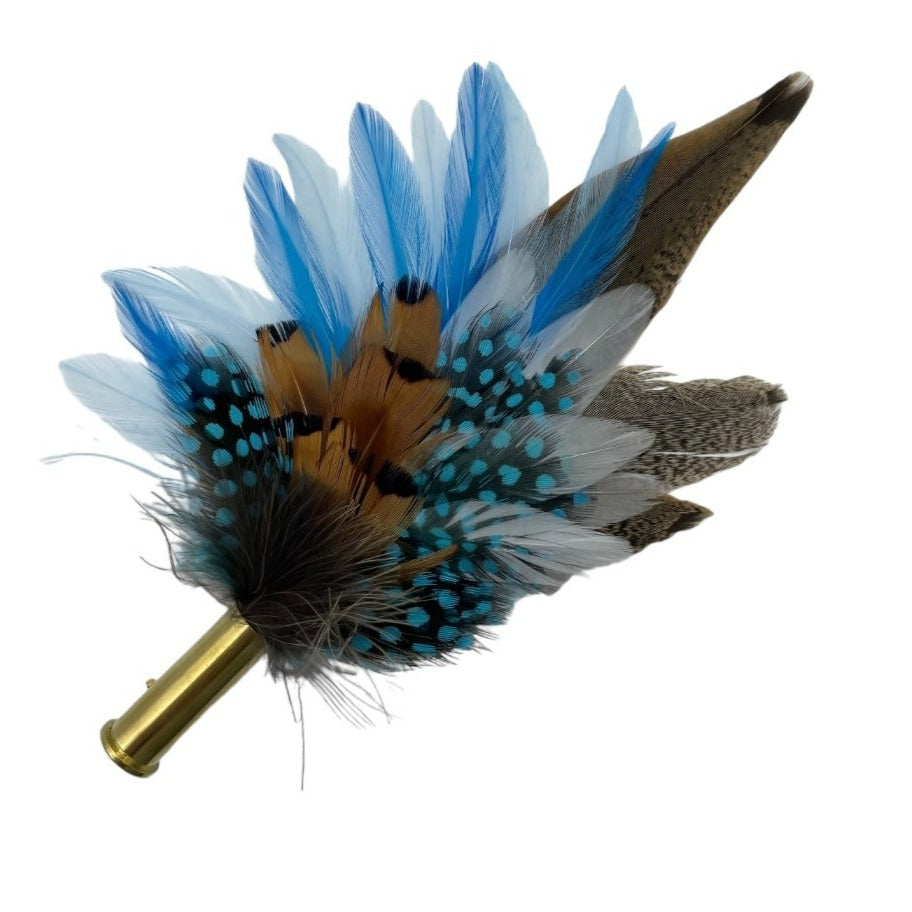 Turquoise & Natural Feather Hat Pin (CFP520)