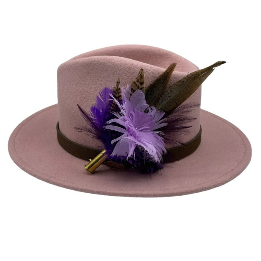 Purple, Lilac & Natural Feather Hat Pin (CFP549)