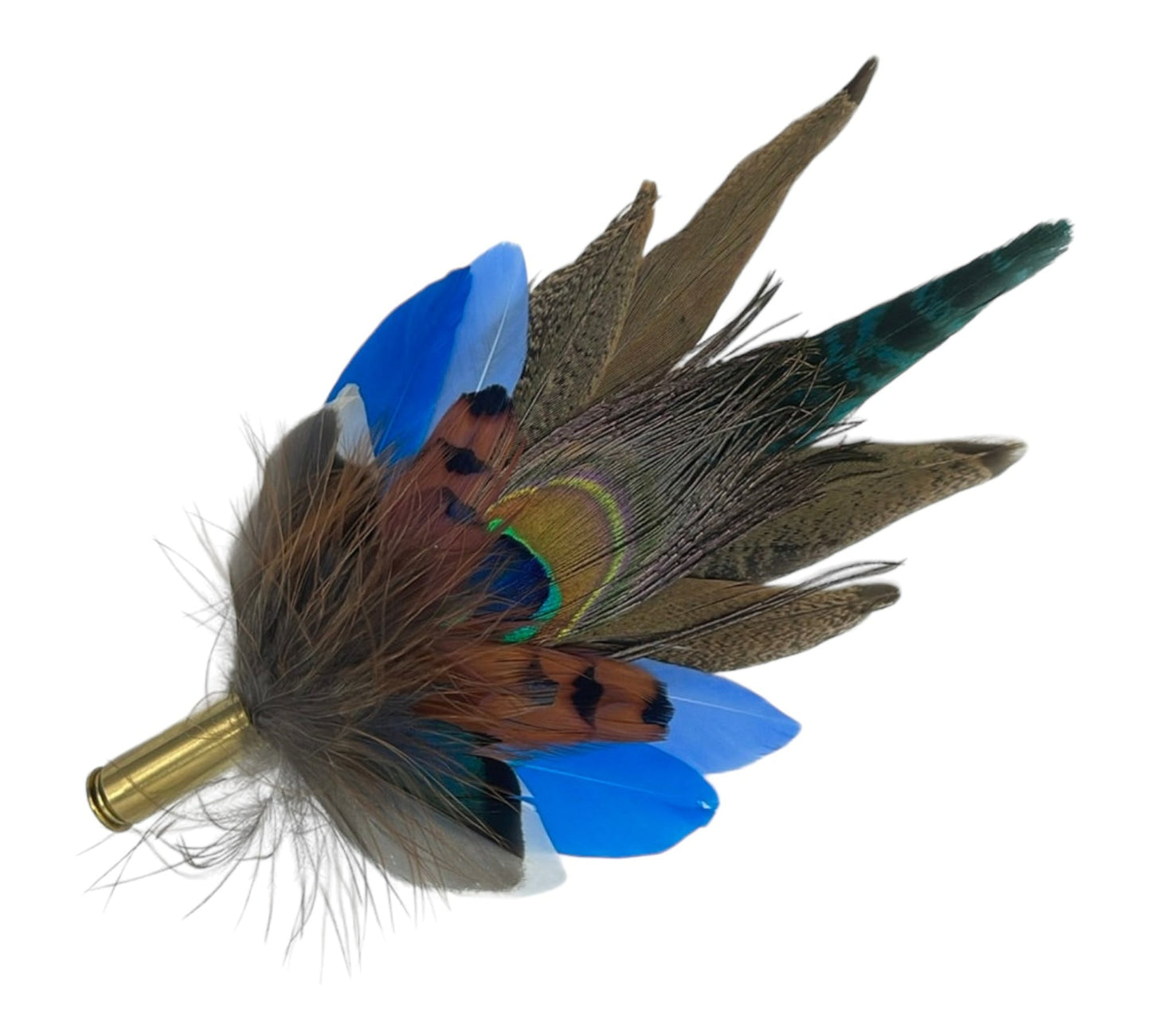 Peacock, Blue & Natural Feather Hat Pin (CFP500)