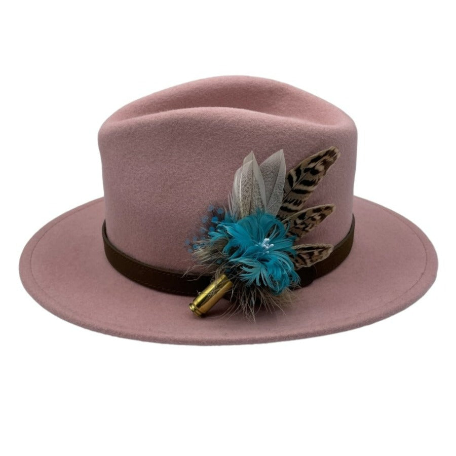 Turquoise & Natural Feather Hat Pin (CFP519)