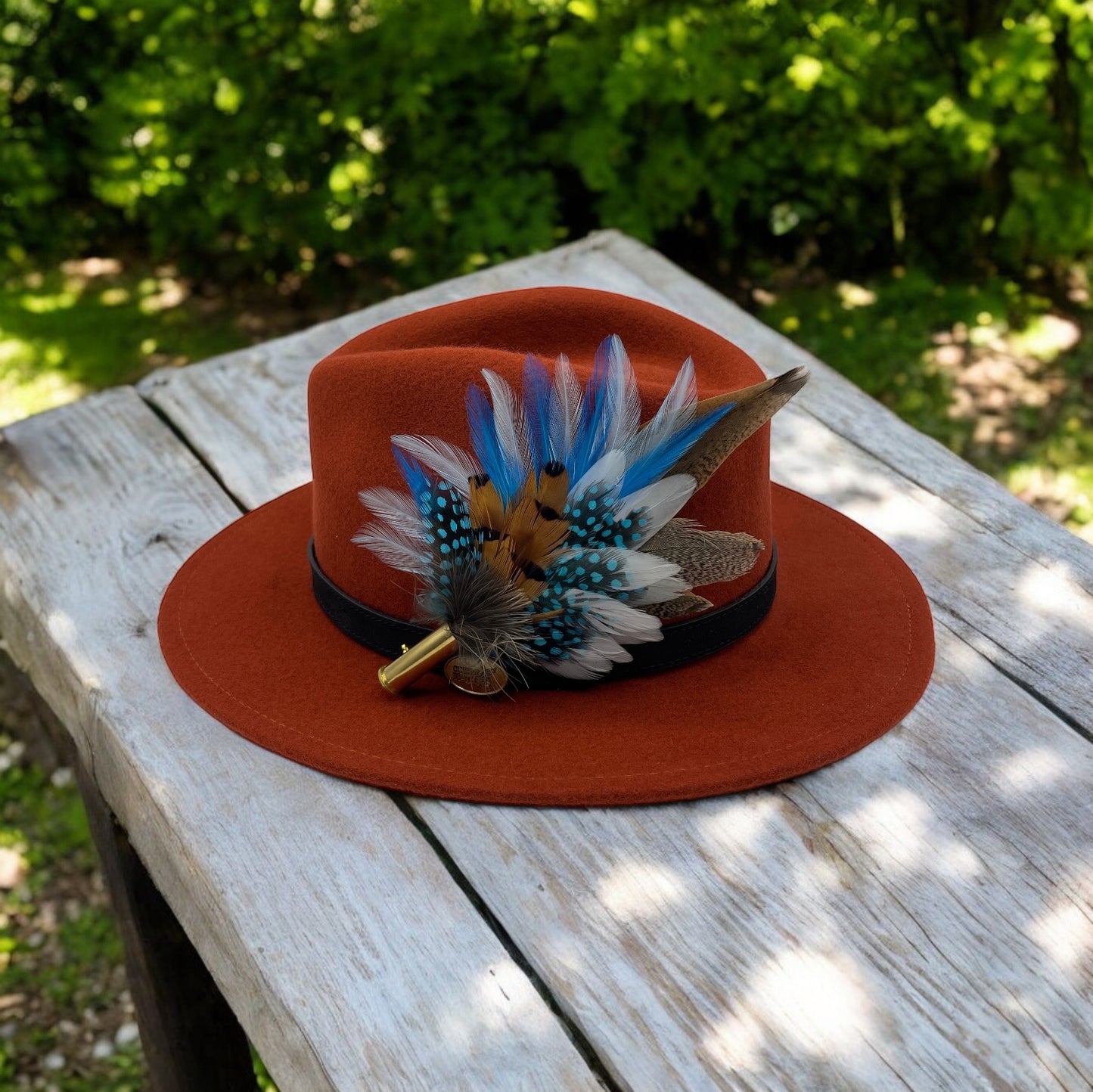 Turquoise & Natural Feather Hat Pin (CFP520)