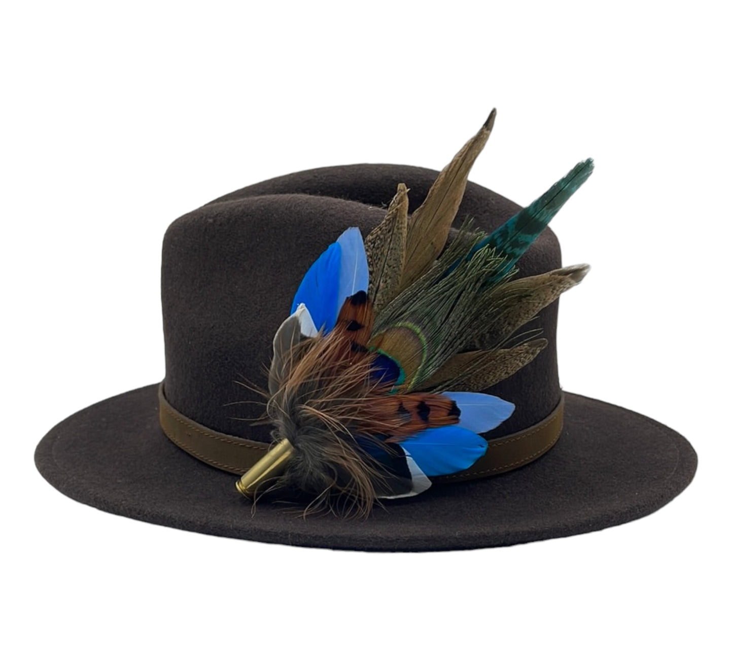 Peacock, Blue & Natural Feather Hat Pin (CFP500)