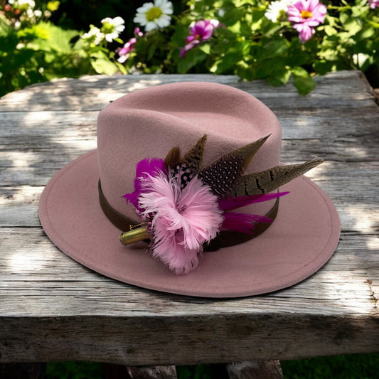 Fuchsia, Pink & Natural Feather Hat Pin (CFP557)