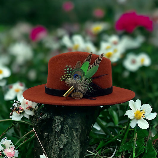 Green & Natural Feather Hat Pin (CFP487)