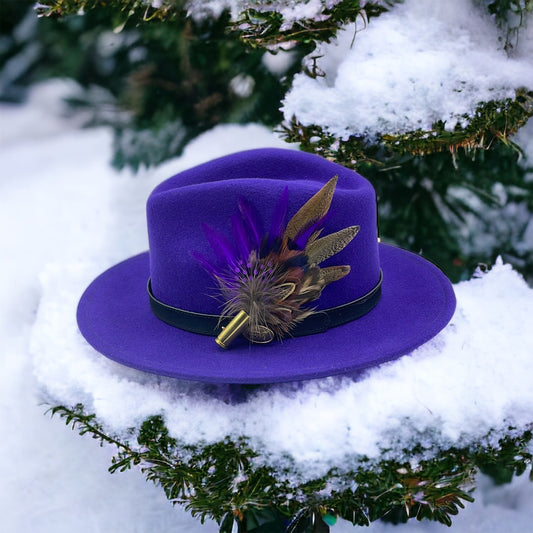 Purple & Natural Feather Hat Pin (CFP331)