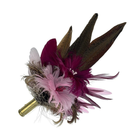 Plum, Pink & Natural Feather Hat Pin (CFP587)