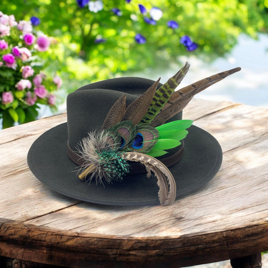 Peacock & Lime Feather Hat Pin (CFP601)