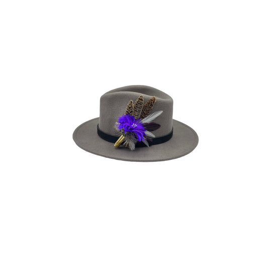 Purple & Natural Feather Hat Pin (CFP642)