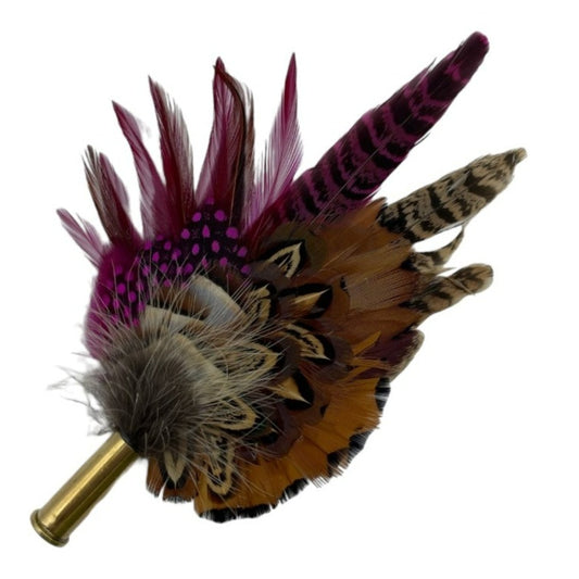 Purple & Natural Feather Hat Pin (CFP554)