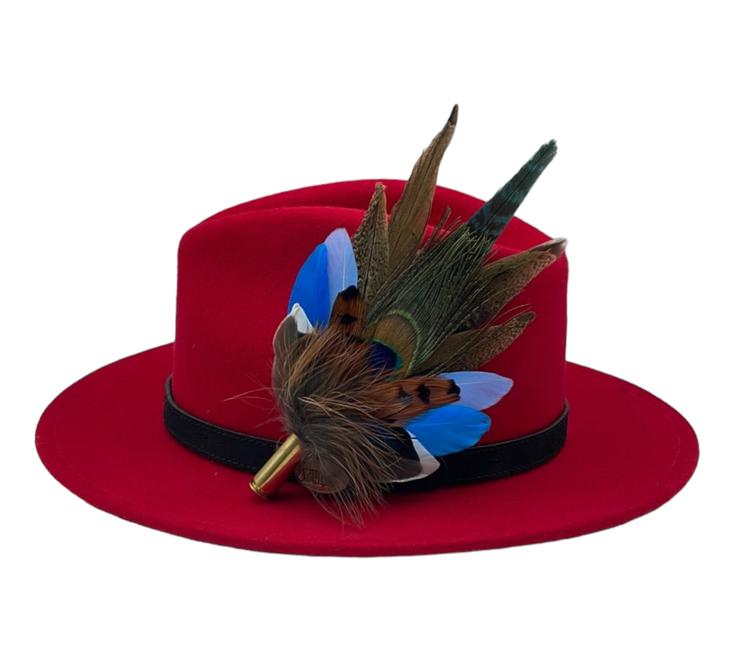 Peacock, Blue & Natural Feather Hat Pin (CFP500)