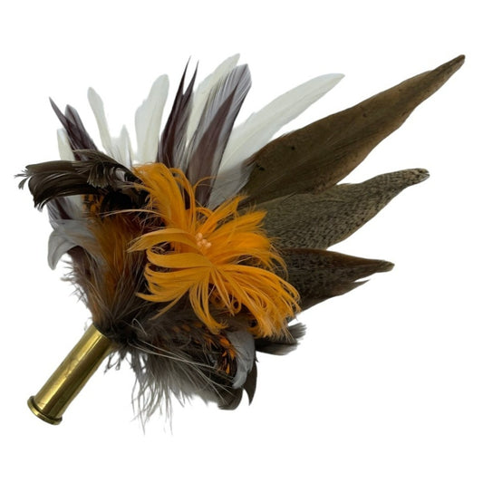 Orange & Natural Feather Hat Pin (CFP522)