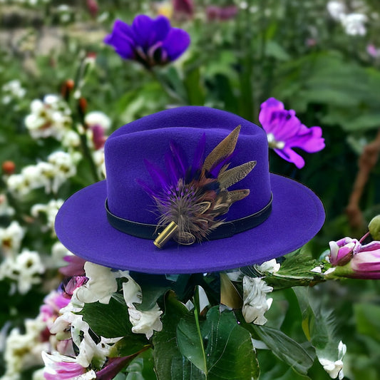 Purple & Natural Feather Hat Pin (CFP331)