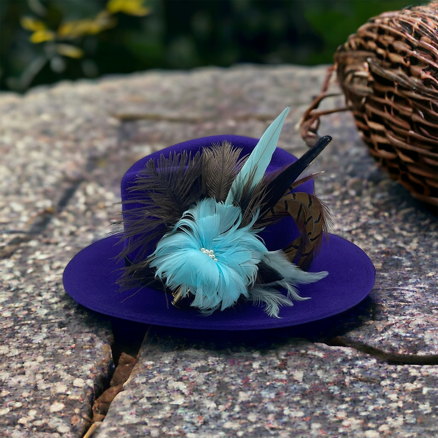 Aqua & Natural Feather Hat Pin (CFP189)