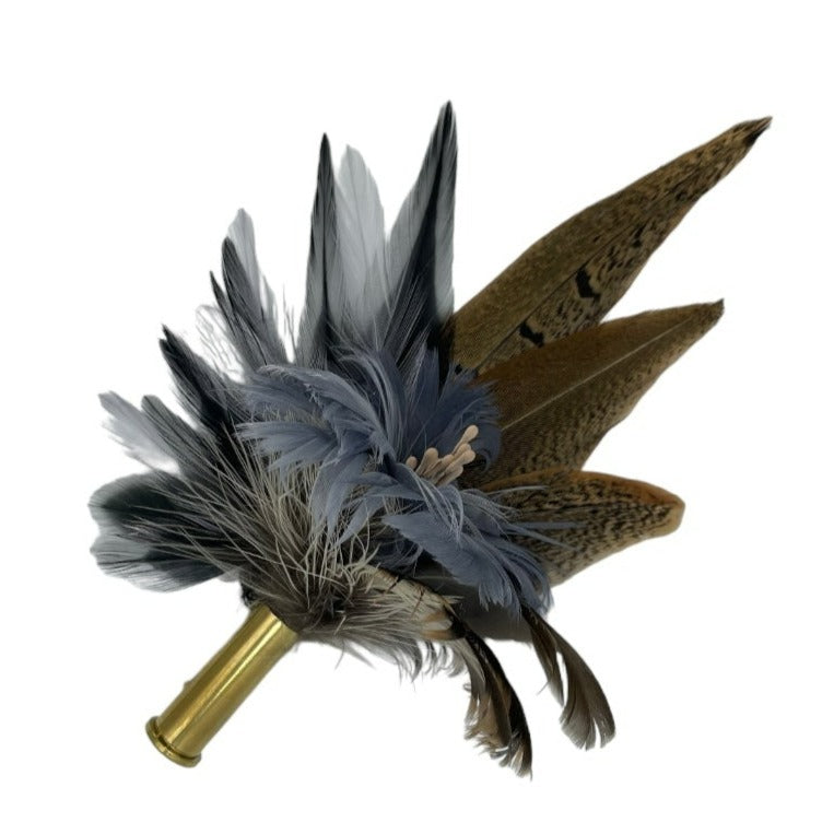 Grey & Natural Feather Hat Pin (CFP567)