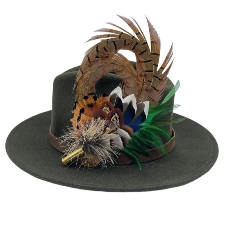 Green & Natural Feather Hat Pin (CFP653)