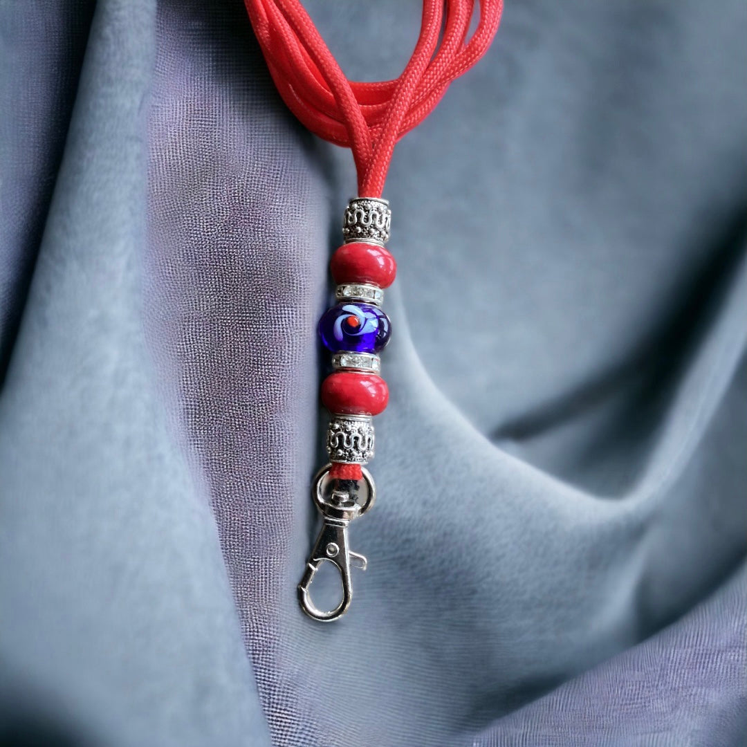 Red & Blue Beaded Lanyard (CFL8031)