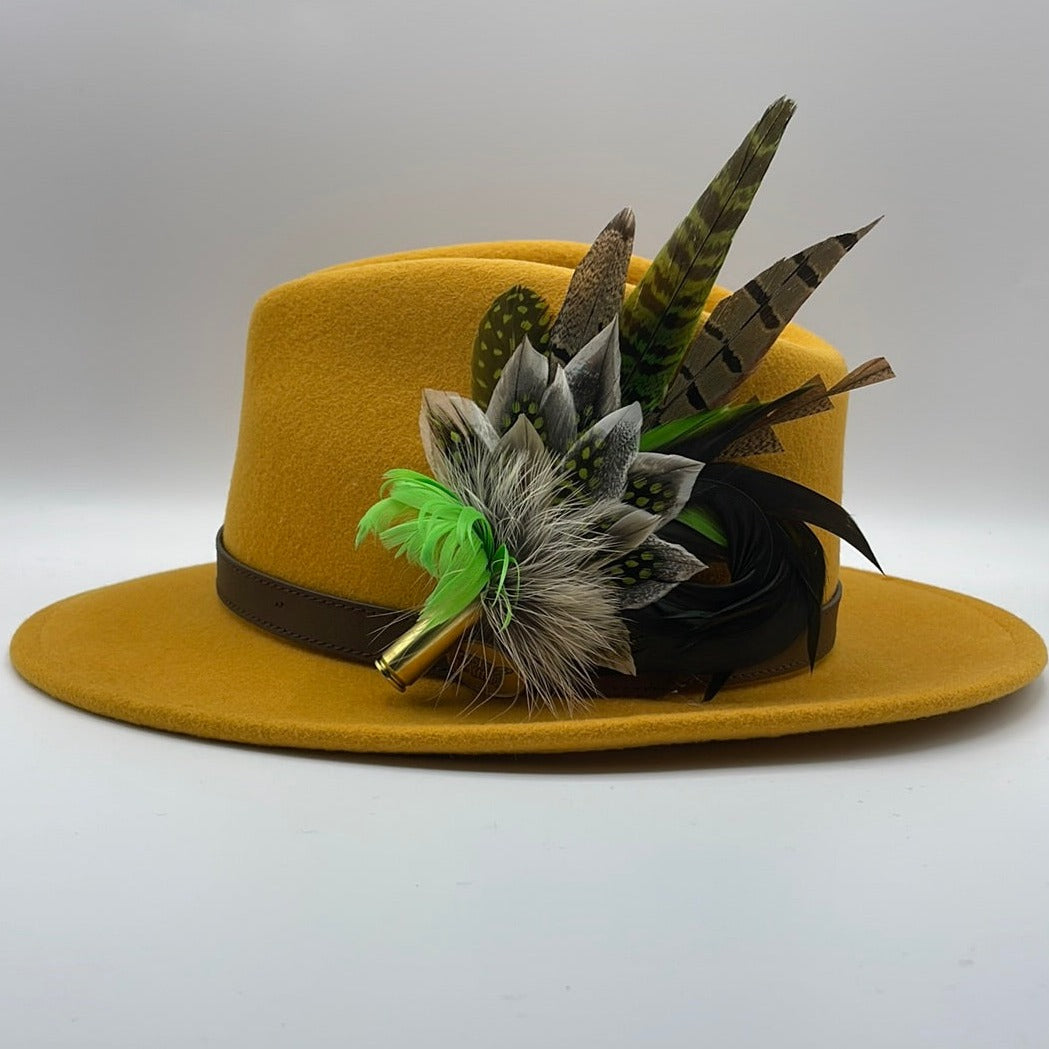 Lime Green & Natural Feather Pin (CFP140)