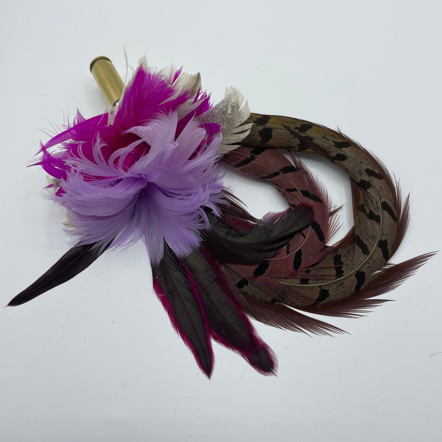 Cerise, Lilac, Wine & Natural Feather Hat Pin (CFP241)