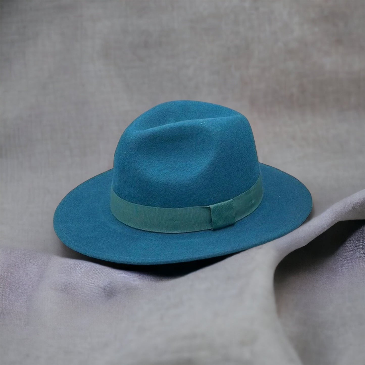 Fedora Teal Hat With Ribbon Band - REDUCED