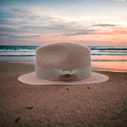 Fedora Peach Straw Hat With Matching Ribbon Band