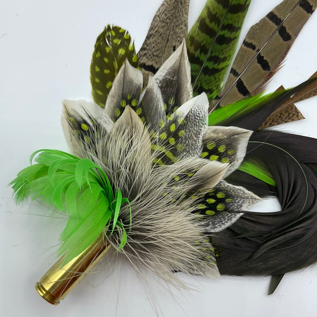 Lime Green & Natural Feather Pin (CFP140)