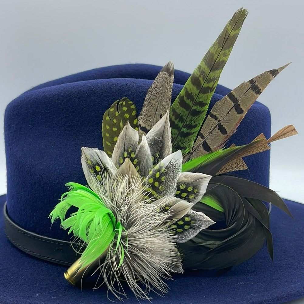 Lime Green & Natural Feather Pin (CFP140)