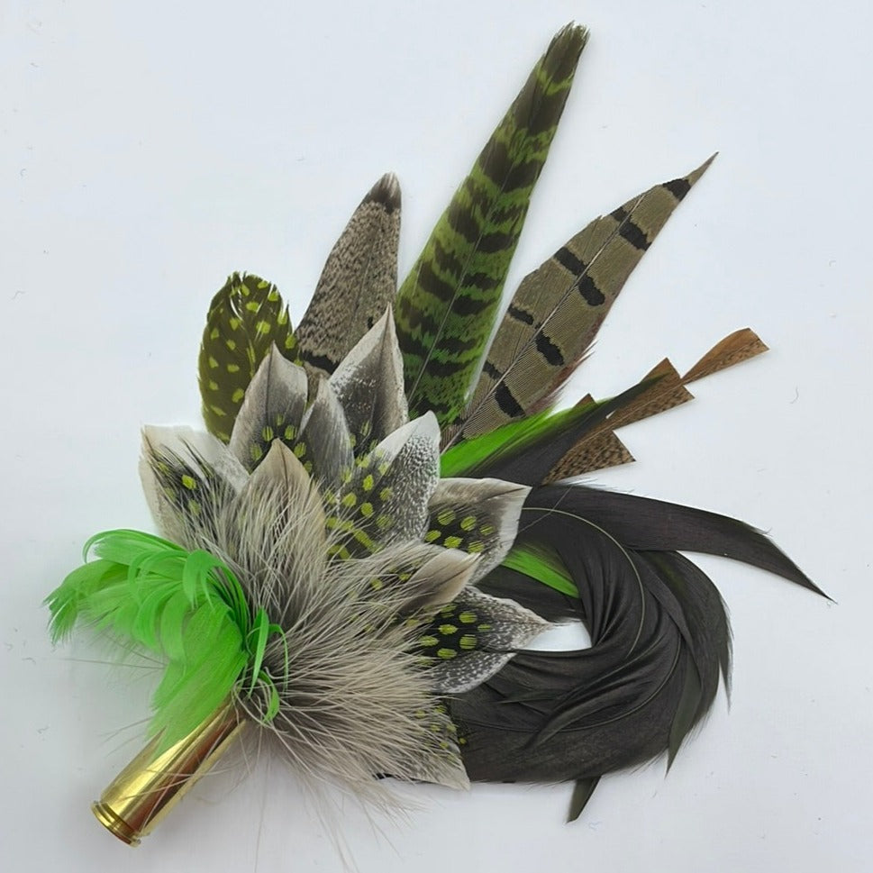 Lime Green & Natural Feather Pin (CFP140)