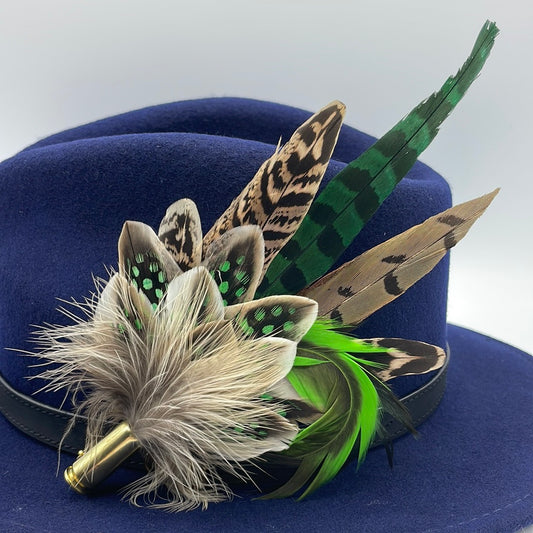 Lime Green & Natural Feather Hat Pin (CFP141)